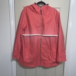 Charles River New Englander Rain Jacket Coral Pink Reflective Womens 2XL 5099
